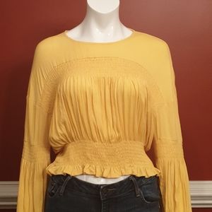Yellow, Crop Top Blouse